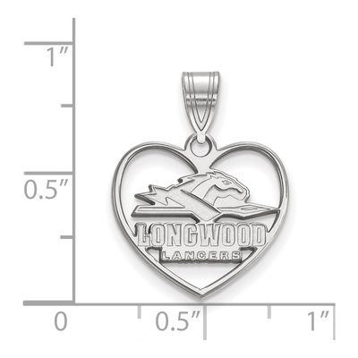 Longwood University Sterling Silver Medium Lancers Heart Pendant – view 2
