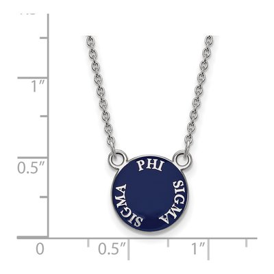 Phi Sigma Sigma Sterling Silver Sorority Text Small Color Enamel Necklace – view 2