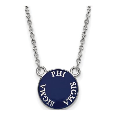 Phi Sigma Sigma Sterling Silver Sorority Text Small Color Enamel Necklace