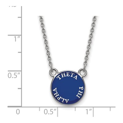 Theta Phi Alpha Sterling Silver Sorority Text Small Color Enamel Pendant Necklace – view 2