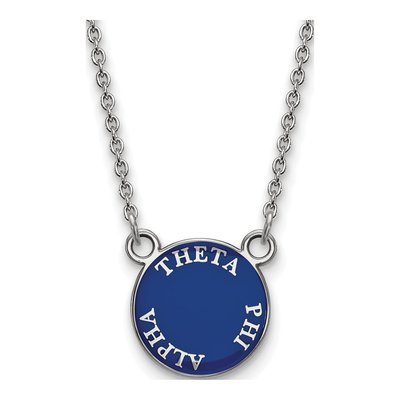 Theta Phi Alpha Sterling Silver Sorority Text Small Color Enamel Pendant Necklace
