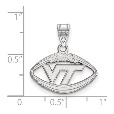 Virginia Tech Sterling Silver Medium V-T Football Pendant – view 2