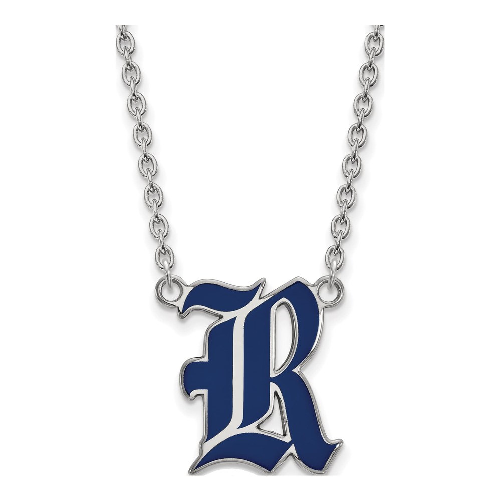 Rice University Sterling Silver Large Letter R Pendant Necklace