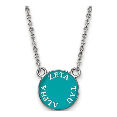 Zeta Tau Alpha Sterling Silver Sorority Text Small Color Enamel Pendant Necklace