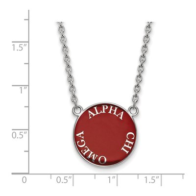 Alpha Chi Omega Sterling Silver Sorority Text Large Color Enamel Necklace – view 2