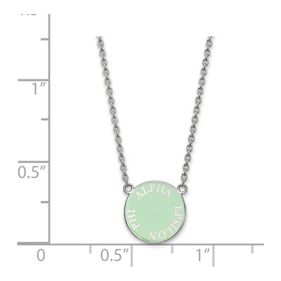 Alpha Epsilon Phi Sterling Silver Medium Sorority Text Small Color Enamel Necklace – view 2