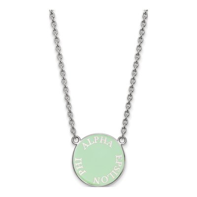 Alpha Epsilon Phi Sterling Silver Medium Sorority Text Small Color Enamel Necklace