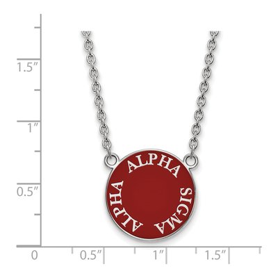 Alpha Sigma Alpha Sterling Silver Sorority Text Large Color Enamel Necklace – view 2
