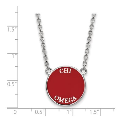 Chi Omega Sterling Silver Large Enamel Necklace – view 2