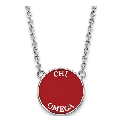 Chi Omega Sterling Silver Large Enamel Necklace