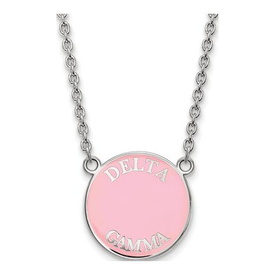 Delta Gamma Sterling Silver Large Enamel Necklace