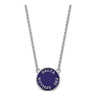 Delta Phi Epsilon Sterling Silver Sorority Text Large Color Enamel Necklace