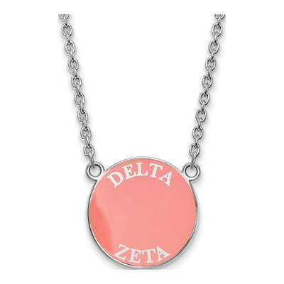 Delta Zeta Sterling Silver Large Sorority Necklace
