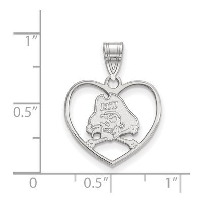 East Carolina University Sterling Silver Medium Pirates Heart Pendant – view 2