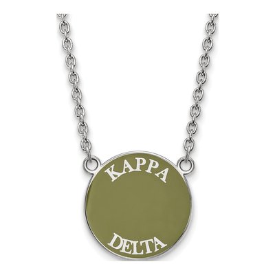Kappa Delta Sterling Silver Large Enamel Necklace