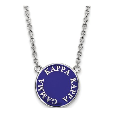 Kappa Kappa Gamma Sterling Silver Sorority Text Large Color Enamel Necklace