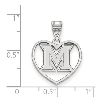 Miami University Sterling Silver Medium Ohio Heart Letter M Pendant – view 2