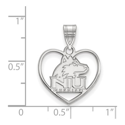 Northern Illinois University Sterling Silver Medium NIU Huskies Heart Pendant – view 2