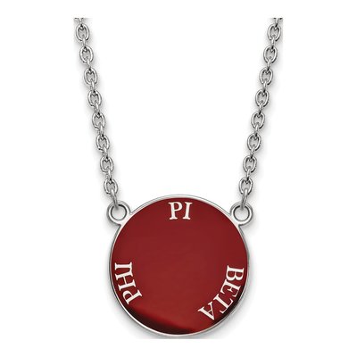 Pi Beta Phi Sterling Silver Large Enamel Necklace