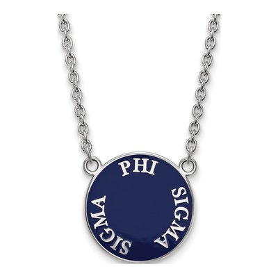 Phi Sigma Sigma Sterling Silver Large Enamel Necklace