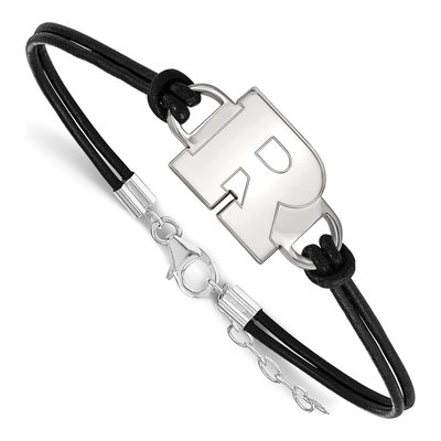Rutgers University Sterling Silver Small Leather Letter R Bracelet