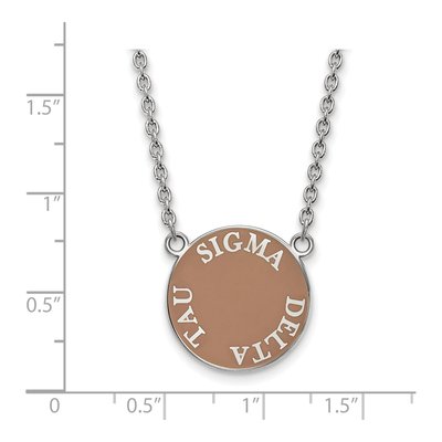 Sigma Delta Tau Sterling Silver Sorority Text Large Color Enamel Necklace – view 2