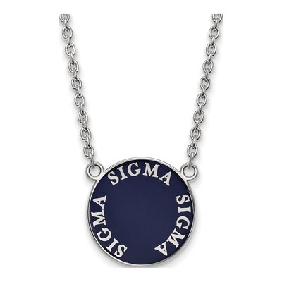 Sigma Sigma Sigma Sterling Silver Large Enamel Pendant Necklace