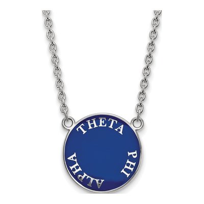 Theta Phi Alpha Sterling Silver Sorority Text Large Color Enamel Necklace