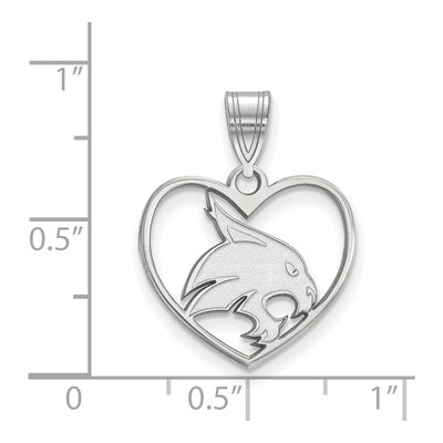 Texas State University Sterling Silver Medium Bobcat Heart Pendant – view 2