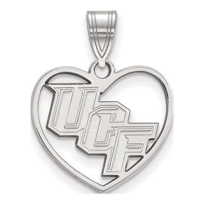 University of Central Florida Sterling Silver Medium UCF Knights Heart Pendant