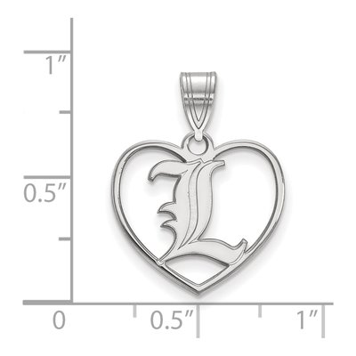 University of Louisville Sterling Silver Medium Heart Letter L Pendant – view 2