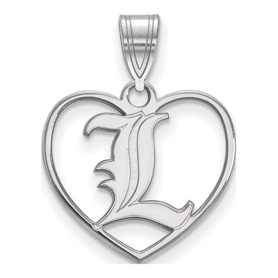 University of Louisville Sterling Silver Medium Heart Letter L Pendant