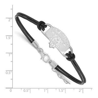 University of New Orleans Sterling Silver Small Leather Bracelet – view 2