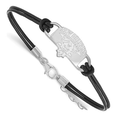 University of New Orleans Sterling Silver Small Leather Bracelet