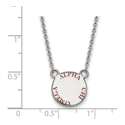 Alpha Chi Omega Sterling Silver Sorority Text Small Color Enamel Necklace – view 2