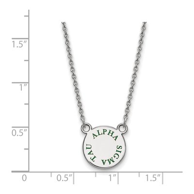 Alpha Sigma Tau Sterling Silver Sorority Text Small Color Enamel Necklace – view 2