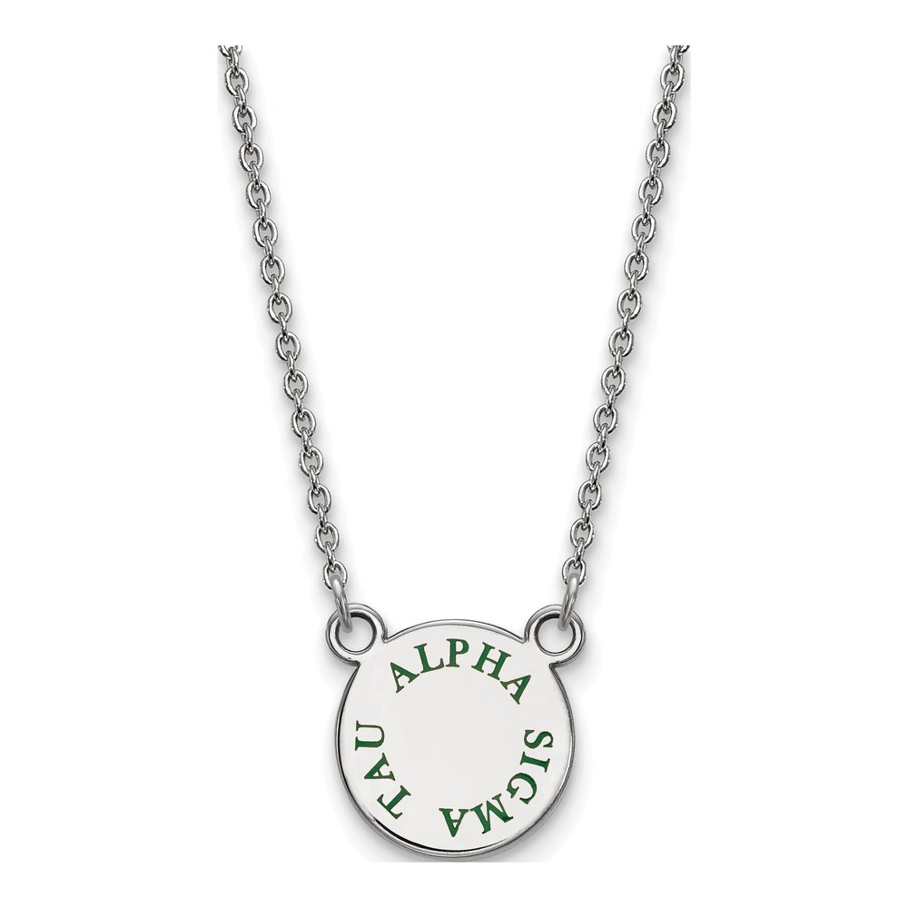 Alpha Sigma Tau Sterling Silver Sorority Text Small Color Enamel Necklace