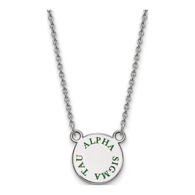 Alpha Sigma Tau Sterling Silver Sorority Text Small Color Enamel Necklace