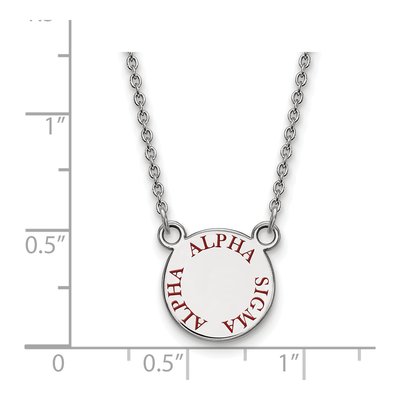 Alpha Sigma Alpha Sterling Silver Sorority Text Small Color Enamel Necklace – view 2