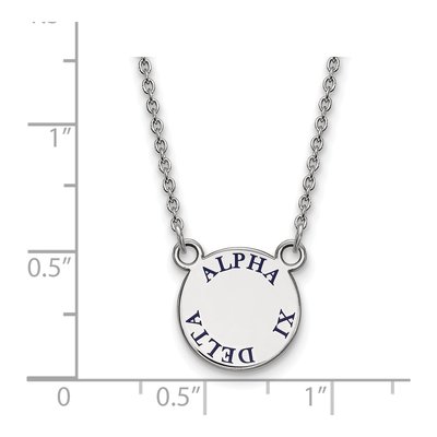 Alpha Xi Delta Sterling Silver Sorority Text Small Color Enamel Necklace – view 2