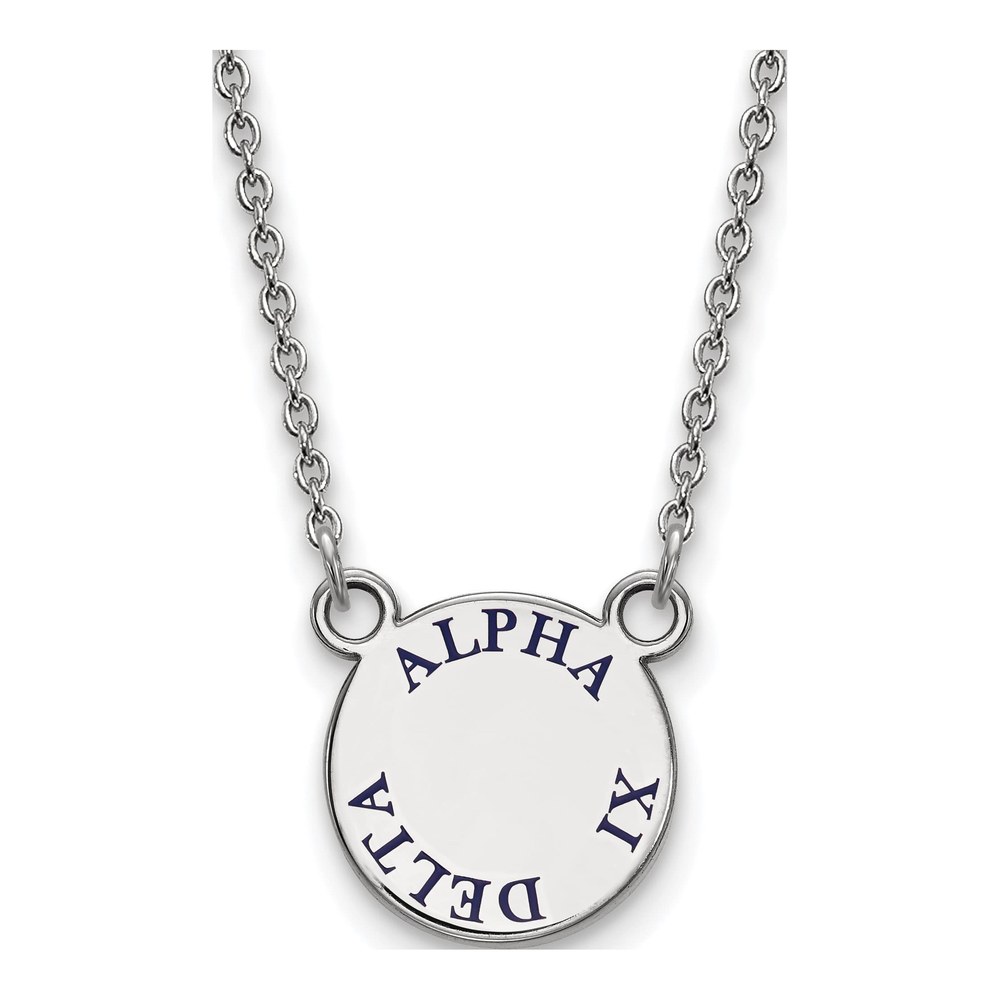 Alpha Xi Delta Sterling Silver Sorority Text Small Color Enamel Necklace