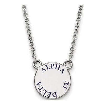 Alpha Xi Delta Sterling Silver Sorority Text Small Color Enamel Necklace