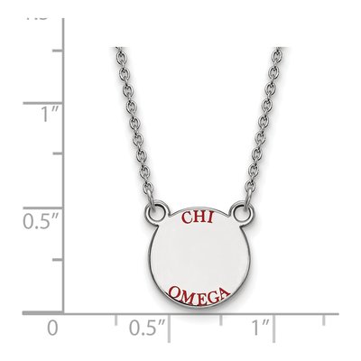 Chi Omega Sterling Silver Small Enamel Necklace – view 2