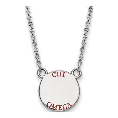 Chi Omega Sterling Silver Small Enamel Necklace