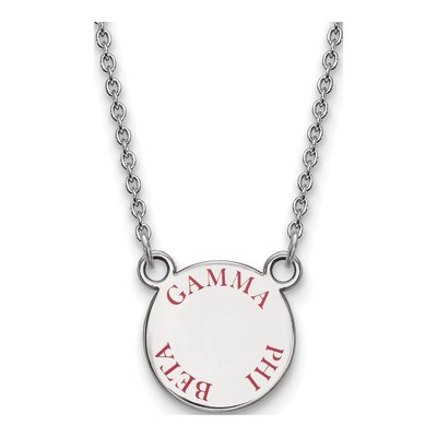 Gamma Phi Beta Sterling Silver Sorority Text Small Color Enamel Necklace