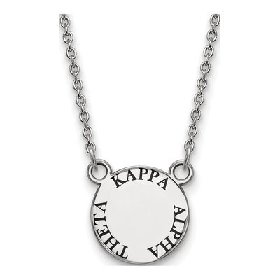 Kappa Alpha Theta Sterling Silver Sorority Text Small Color Enamel Pendant Necklace