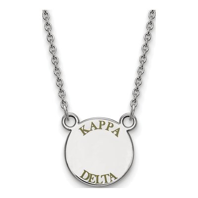 Kappa Delta Sterling Silver Small Enamel Pendant Necklace