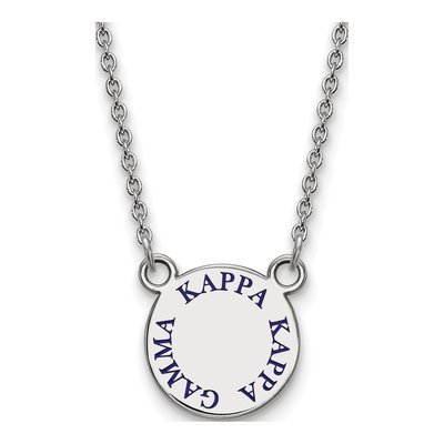 Kappa Kappa Gamma Sterling Silver Sorority Text Small Color Enamel Pendant Necklace