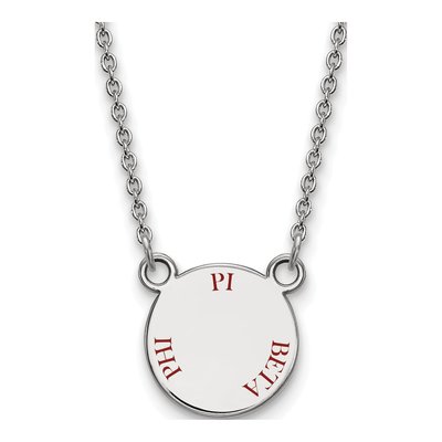 Pi Beta Phi Sterling Silver Sorority Text Small Color Enamel Necklace