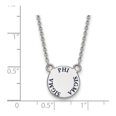 Phi Sigma Sigma Sterling Silver Sorority Text Small Color Enamel Necklace – view 2
